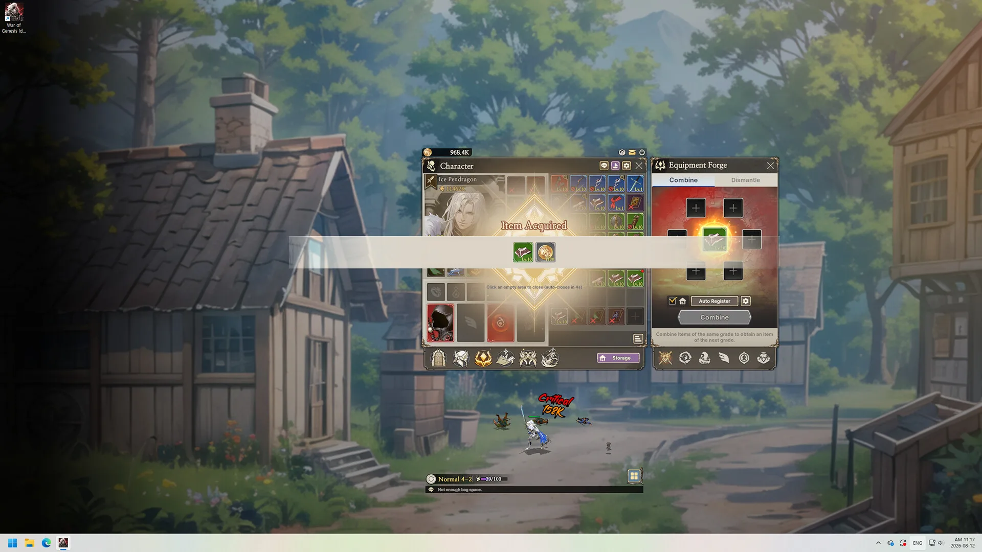 War of Genesis Idle Loot market and inventory screen